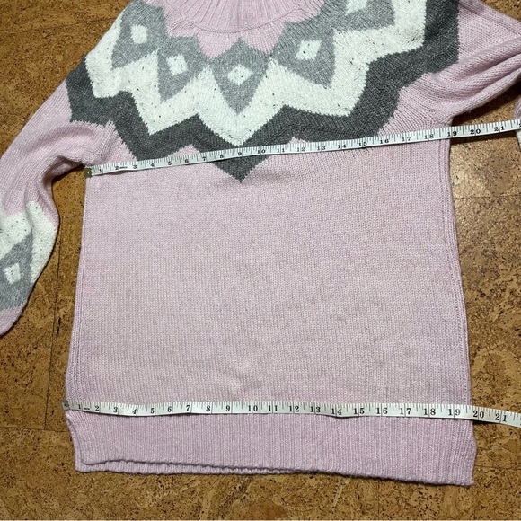 Ann Taylor Loft Fair Isle Nordic Pastel Pink & Gray  Sweater NWT Sz M - Picture 10 of 12